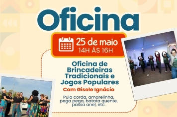 Oficina de brincadeiras voltada à terceira idade será realizada no Ginásio Municipal