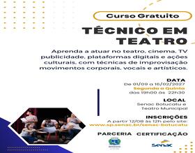 Prefeitura abre inscrições para Curso Técnico em Teatro