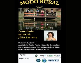 Secretaria de Cultura apresenta o Grupo Modo Rural na Fazenda Lageado nesta quinta-feira