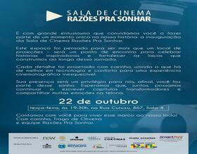 Secretaria de Cultura convida para Inauguração da Sala de Cinema Razões Pra Sonhar