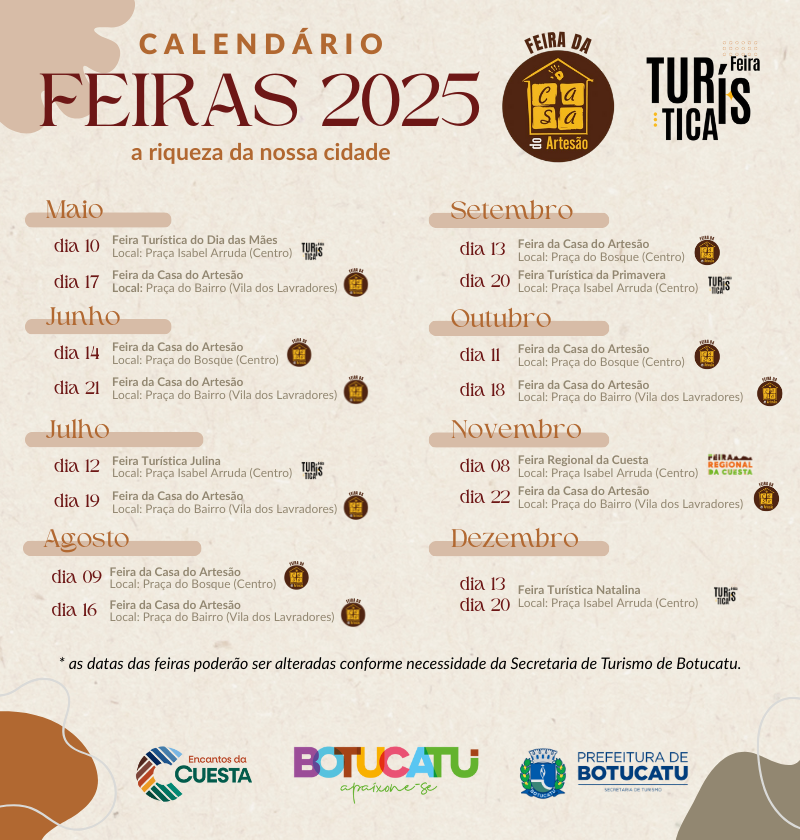 Turismo divulga o Calendário de Feiras de 2025
