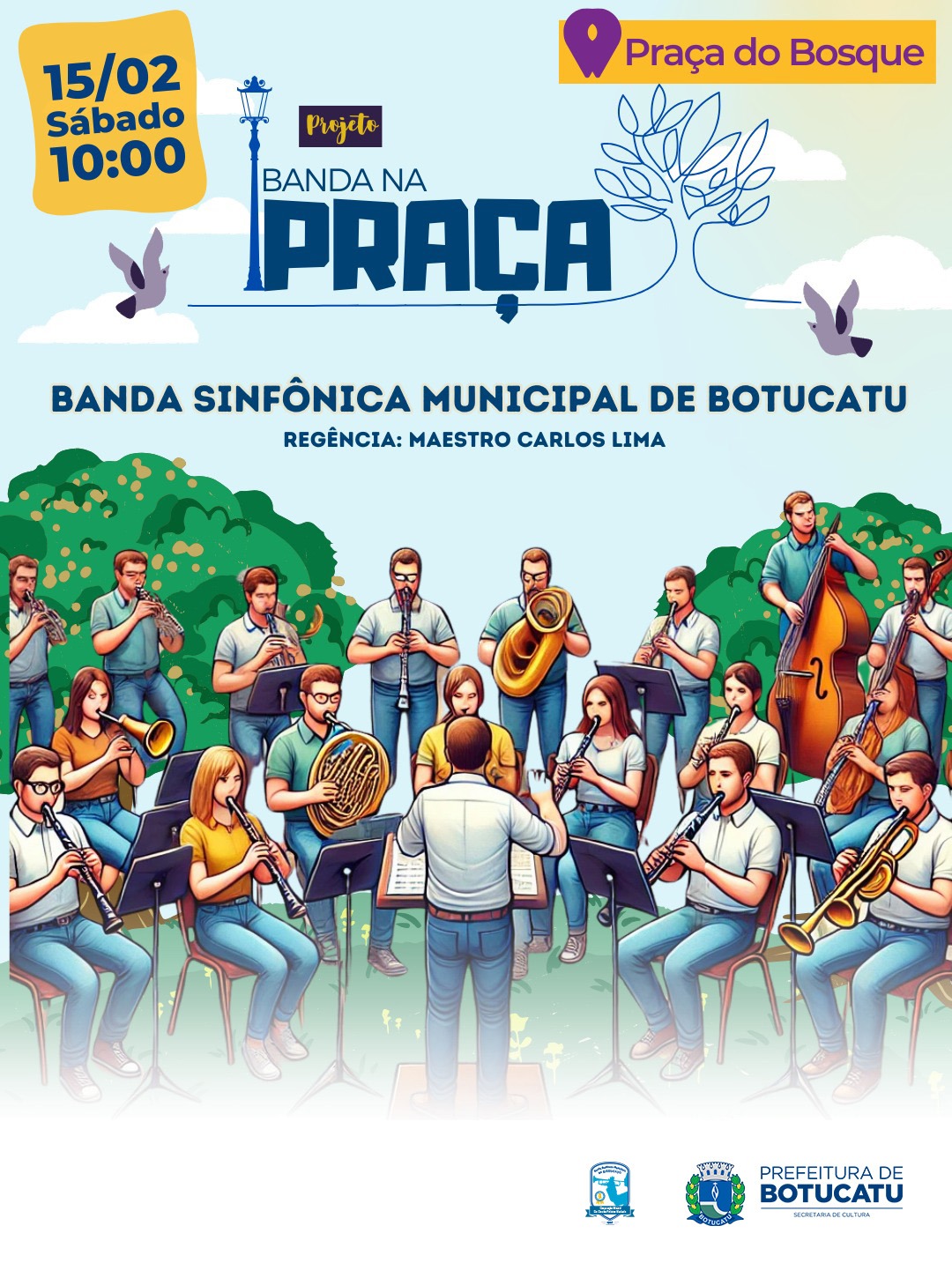 Banda Sinfônica Municipal abre temporada 2025 com concerto na Praça do Bosque