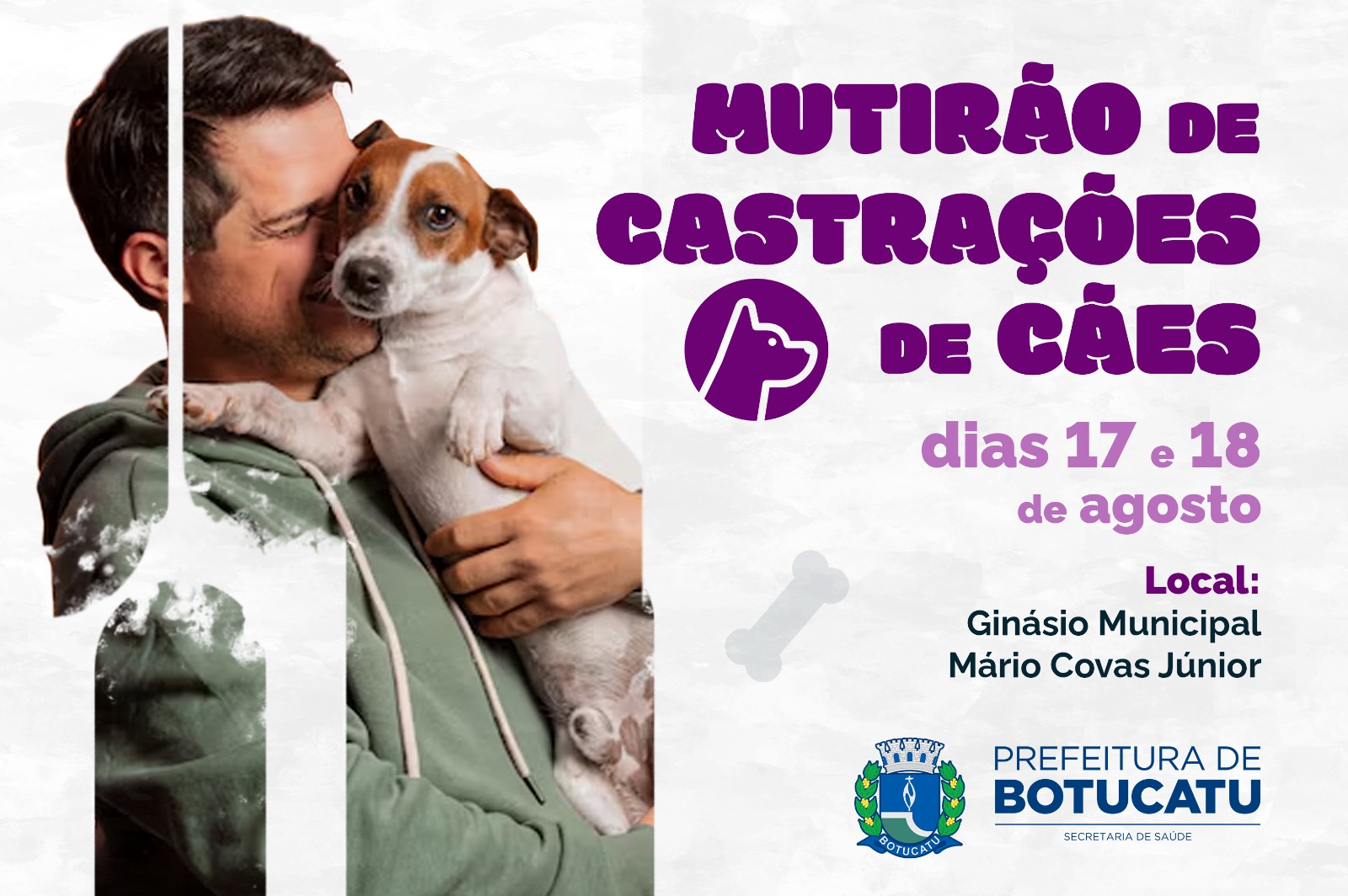 Prefeitura realizará mutirão de castração gratuita para cães