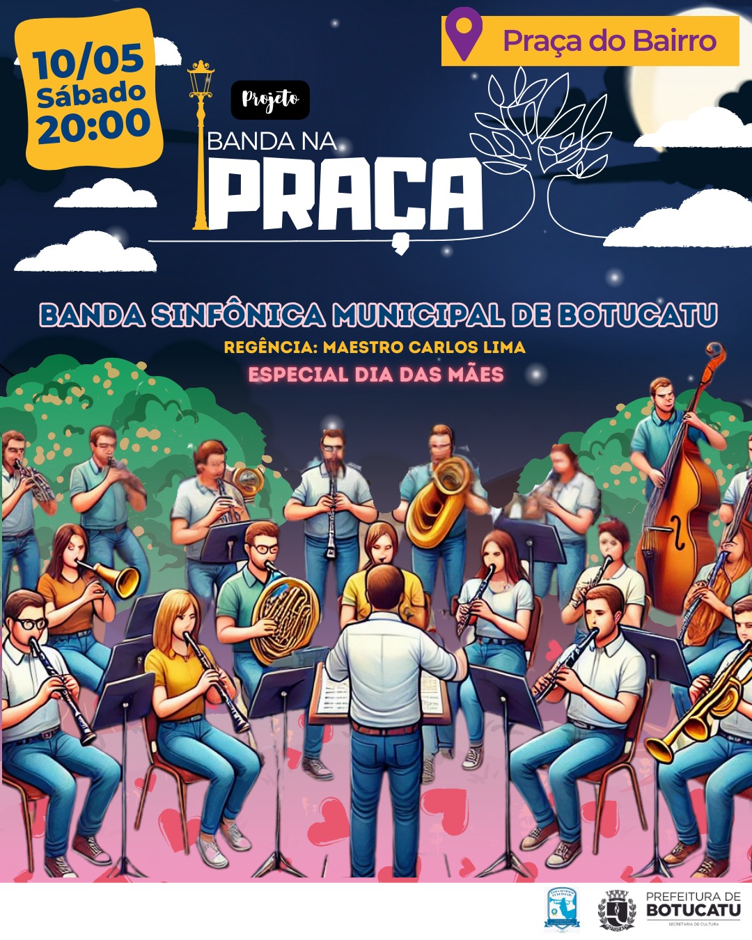 Banda na Praça: concerto em homenagem ao Dia das Mães será neste sábado, 10