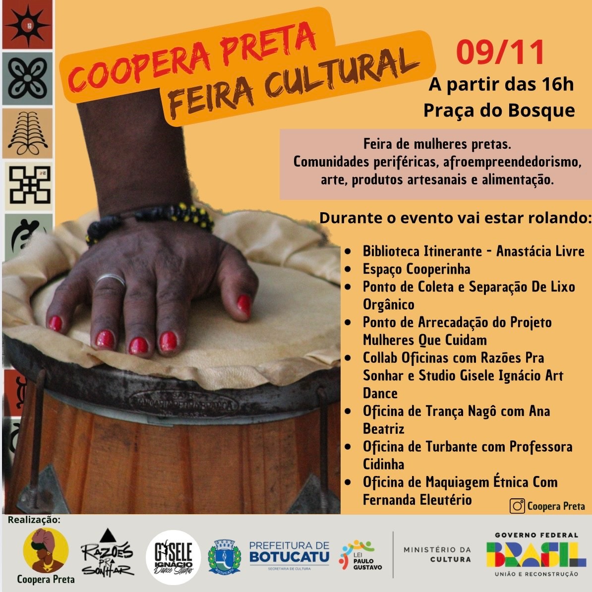 Praça do Bosque recebe a Feira Cultural Coopera Preta neste sábado