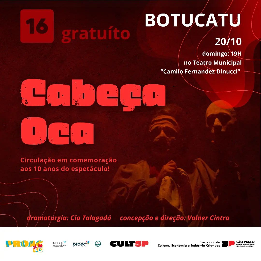 Secretaria Municipal de Cultura traz o espetáculo “Cabeça Oca” no Teatro Municipal