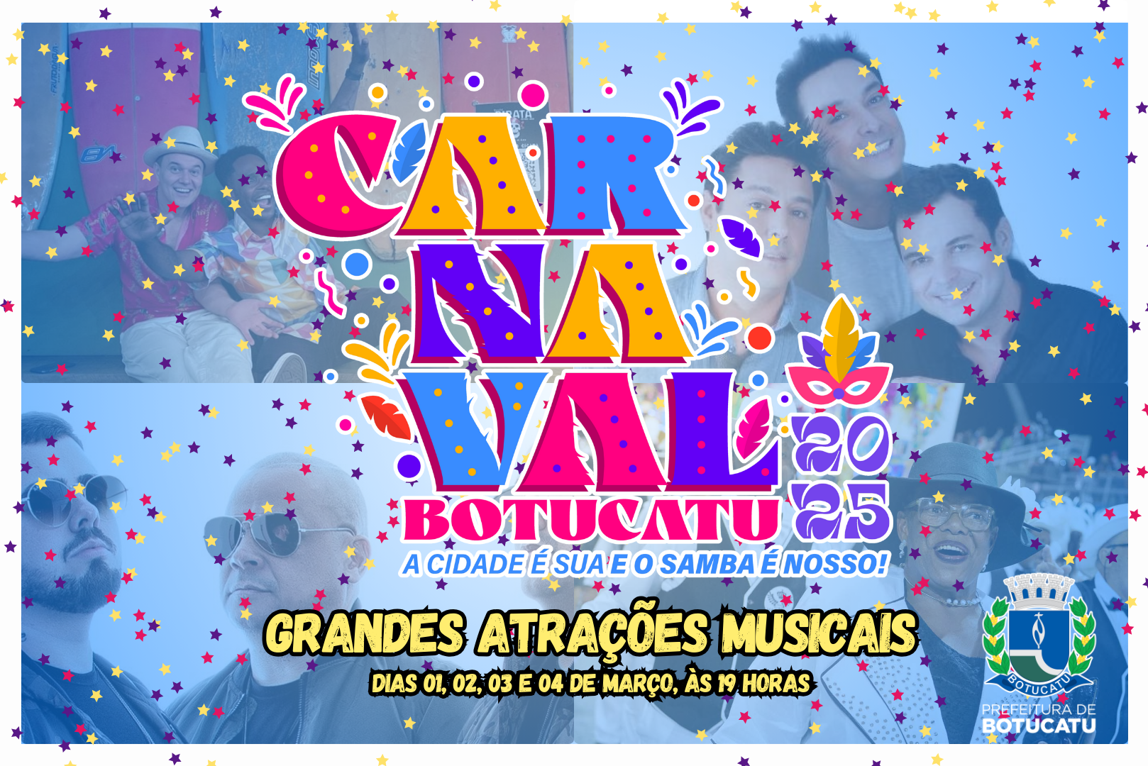 Bloco TBT, Karametade, Katinguelê e Velha Guarda da Vai Vai são as grandes atrações do Carnaval Botucatu 2025